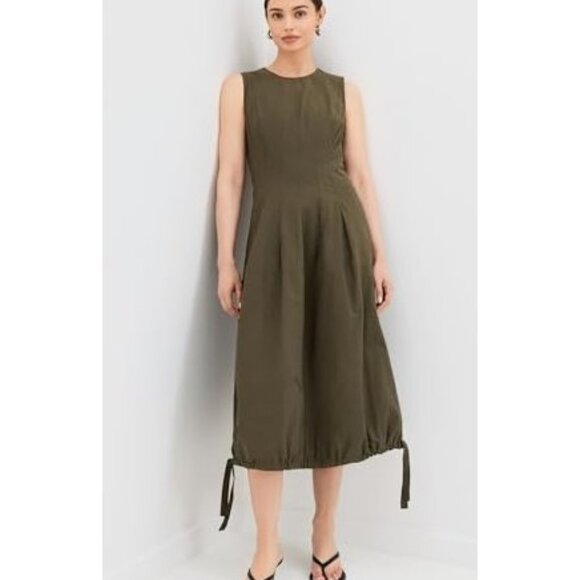 Proenza Schouler White Label Marley Bubble Hem Dress Olive Green NWT Size 2 - Picture 4 of 5